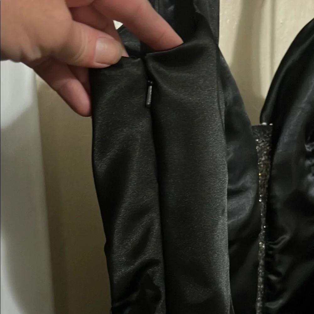 Night Moves Prom Collection Black Ruched Backless Gown - Picture 5 of 10